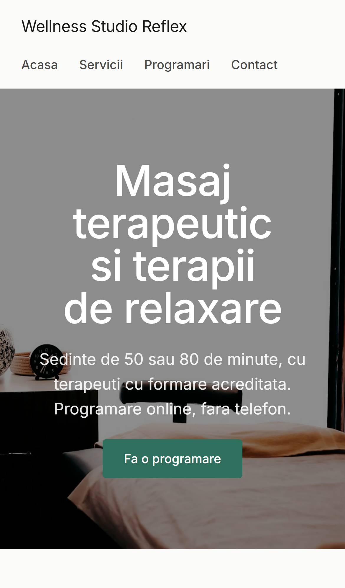 Acelasi sit, Wellness Studio Reflex, pe telefon